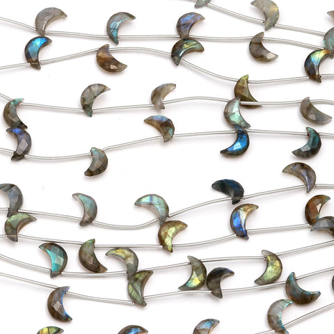 Labradorite Grey Moon Smooth Natural Beads 6 Pieces