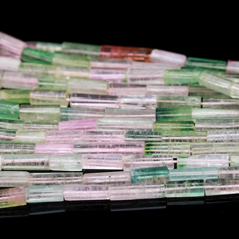 Afghan Tourmaline Multicolor Tube Smooth Natural Beads 16 inches