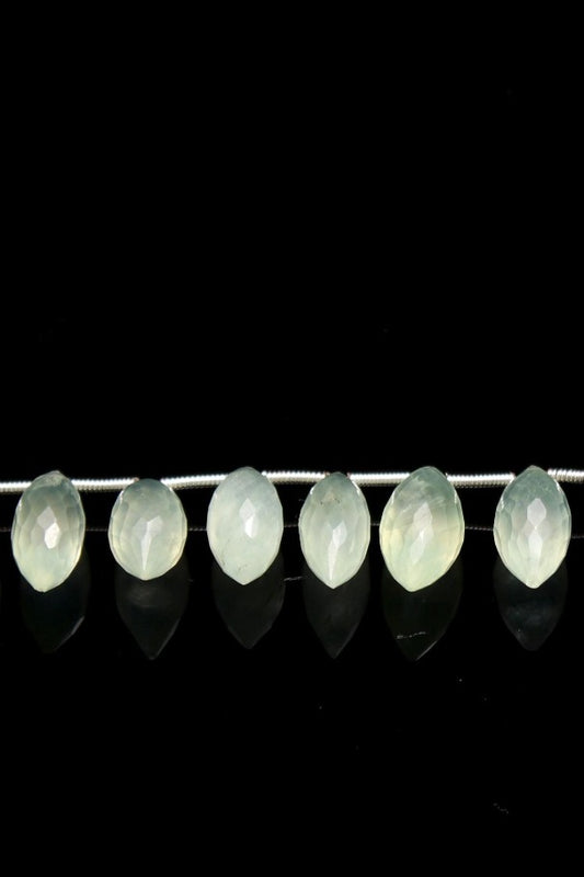 Prehnite Green Dew Drop Faceted Natural Beads