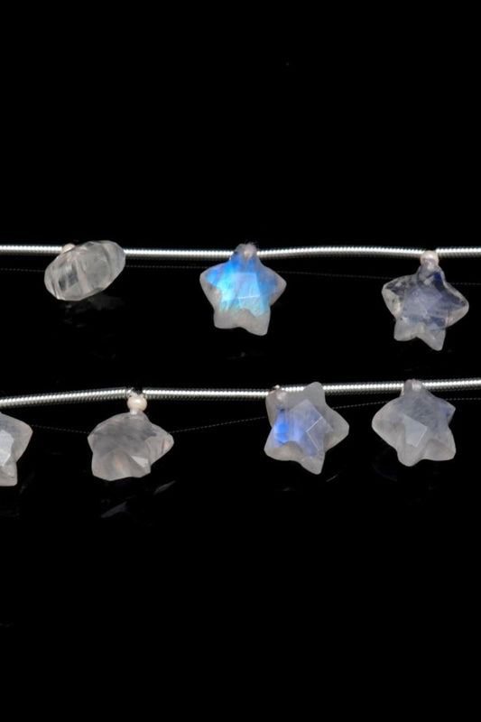 Rainbow Moonstone Star Faceted Natural Beads