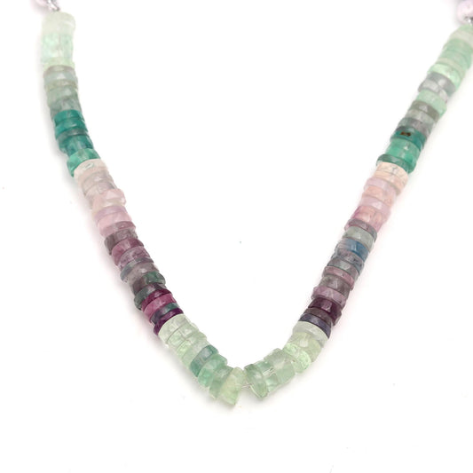 Fluorite Shaded Multi Color Tire Faceted Natural Beads 8 Inches