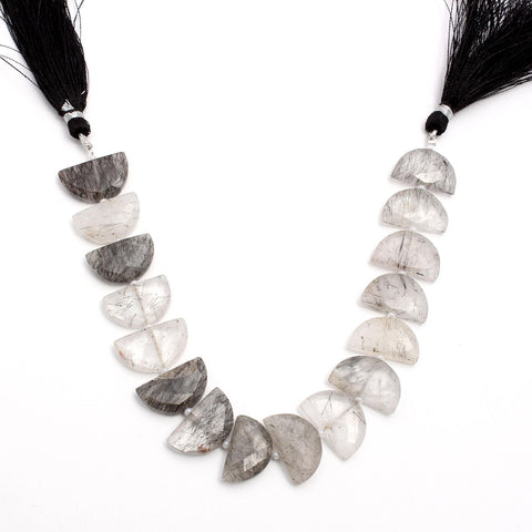 Black Rutilated Quartz D Shape Faceted Natural Beads