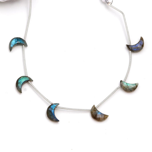 Labradorite Grey Moon Smooth Natural Beads 6 Pieces