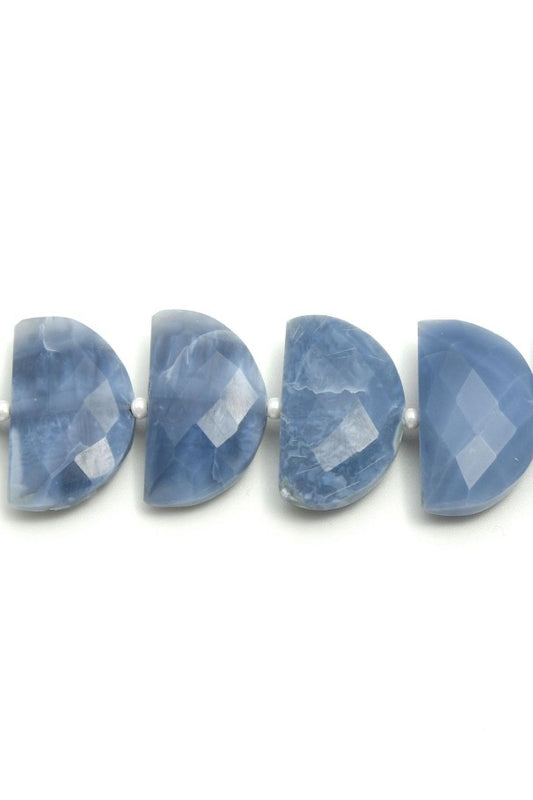 Blue Opal Blue D Shape Faceted Natural Beads
