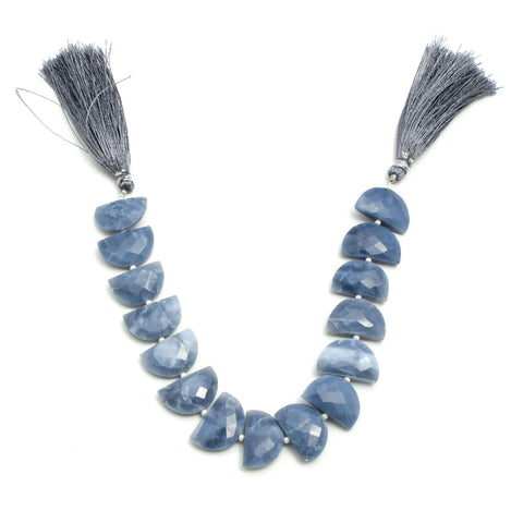 Blue Opal Blue D Shape Faceted Natural Beads