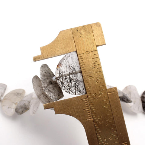 Black Rutilated Quartz D Shape Faceted Natural Beads