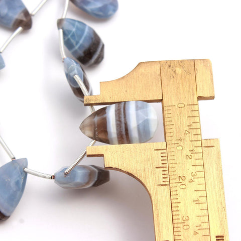 Boulder Opal Blue/Grey Pear Faceted Natural Beads