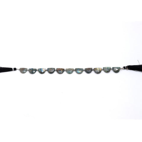 Labradorite Grey D Shape Faceted Natural Beads 8 Inches Strands