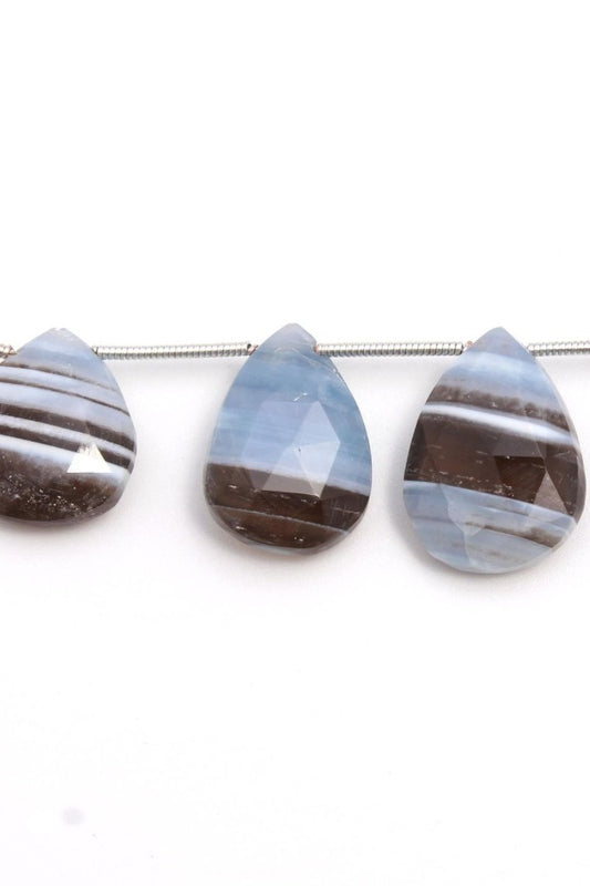Boulder Opal Blue/Grey Pear Faceted Natural Beads