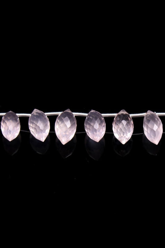 Rose Quartz Dew Drop Faceted Natural Beads