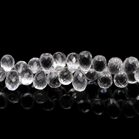 Crystal Quartz White Drop Faceted Natural Beads