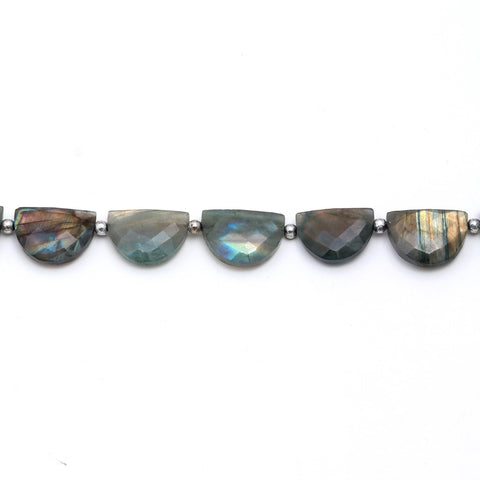 Labradorite Grey D Shape Faceted Natural Beads 8 Inches Strands