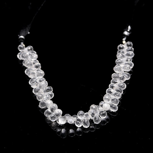 Crystal Quartz White Drop Faceted Natural Beads