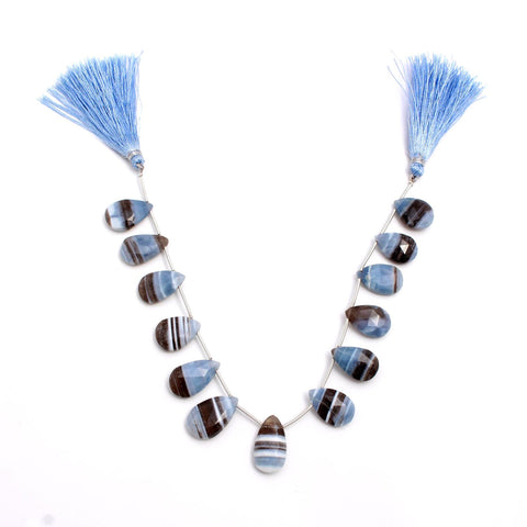 Boulder Opal Blue/Grey Pear Faceted Natural Beads
