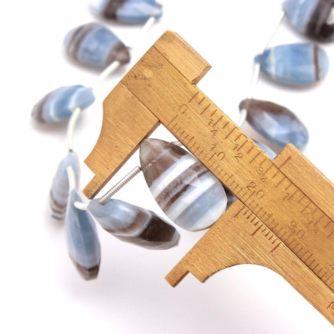 Boulder Opal Blue/Grey Pear Faceted Natural Beads