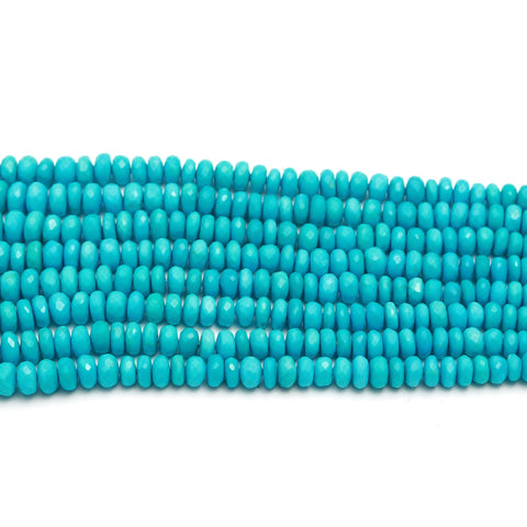 Sleeping Beauty Turquoise Blue Rondelle Faceted Natural Beads 16 Inches Strands