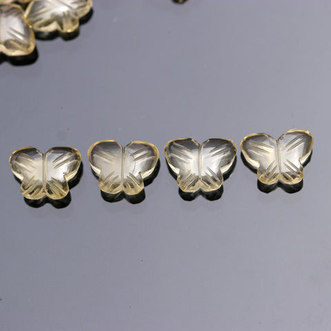 Lemon Quartz Yellow Butterfly Carving Natural 9 MM Stone