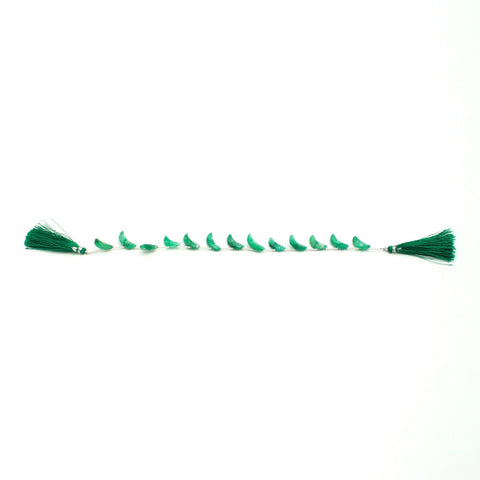 Green Dyed Quartz Half Moon Faceted Natural Beads