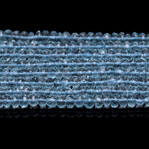 Blue Topaz Blue Rondelle Faceted Natural Beads 12.5 Inches strands