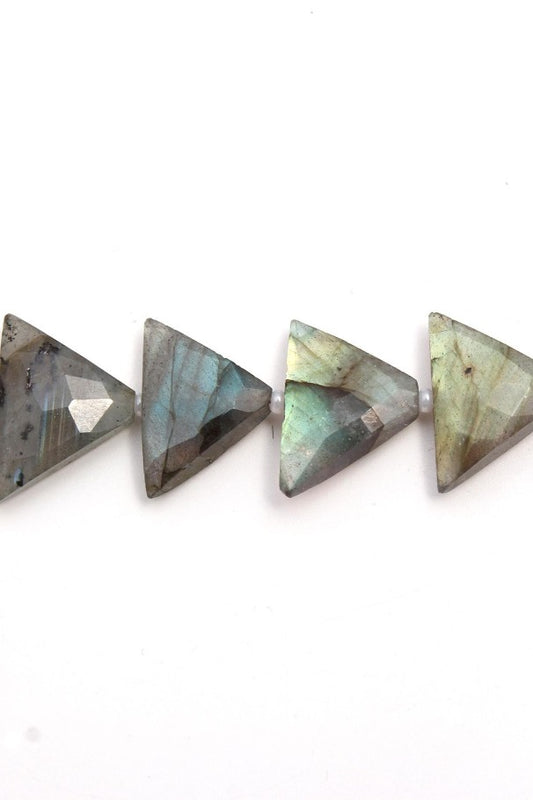 Labradorite Triangle Straight Drill Faceted Natural Beads