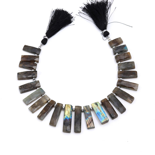 Labradorite Grey Rectangle Faceted Natural Beads 8 Inches Strands For Jewelry craft