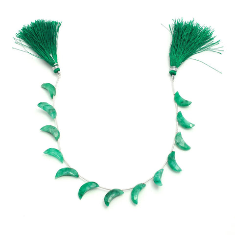 Green Dyed Quartz Half Moon Faceted Natural Beads