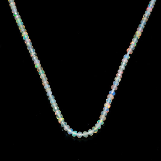 Ethiopian Opal White Round Faceted Natural Beads 12.5 inches strands