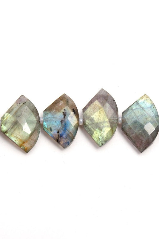 Labradorite Grey Axe Faceted Natural Beads