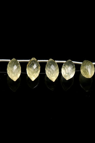 Lemon Quartz Yellow Dew Drop Faceted Natural Beads