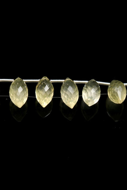Lemon Quartz Yellow Dew Drop Faceted Natural Beads