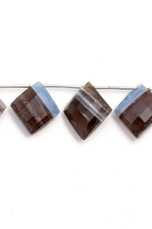 Boulder Opal Blue/Grey Rhombus Faceted Natural Beads