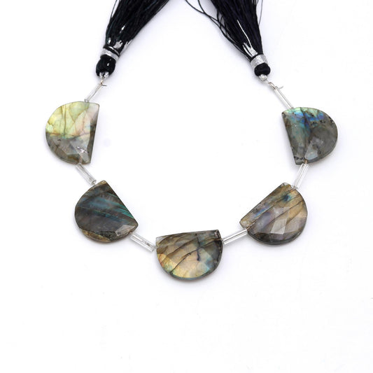 Labradorite Grey D Shape Faceted Natural Beads 8 Inches Strands