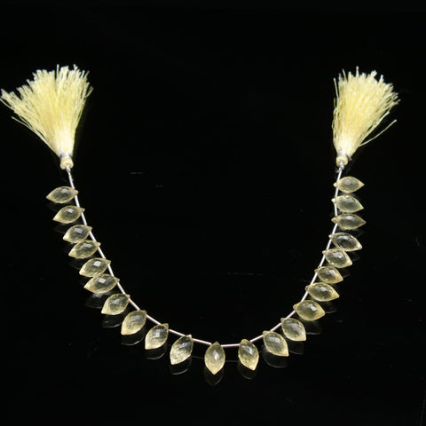 Lemon Quartz Yellow Dew Drop Faceted Natural Beads