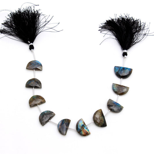 Labradorite Grey D Shape Faceted Natural Beads 8 Inches Strands