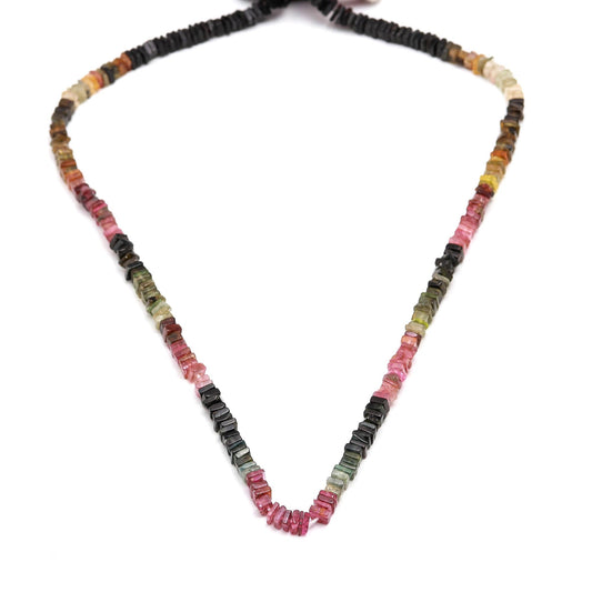 Watermelon Tourmaline Shaded Multicolor Square Chips Smooth Natural Beads 16 inches strands