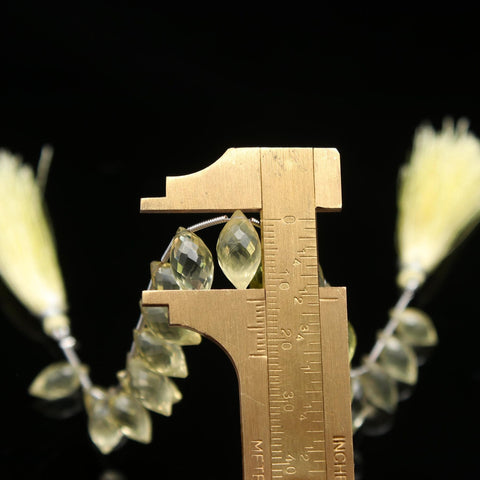 Lemon Quartz Yellow Dew Drop Faceted Natural Beads