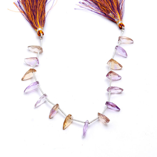 Ametrine Purple D Shape Faceted Natural Beads 8 Inches strands