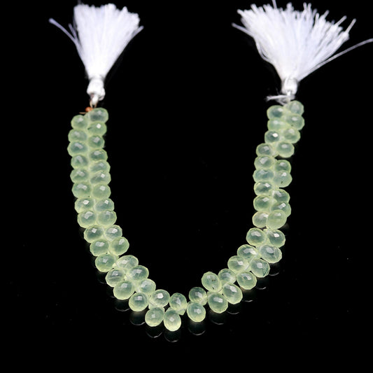 Prehnite Green Drop Faceted Natural Beads 8 Inches Strands