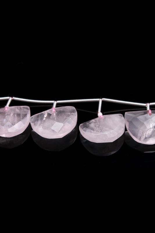 Rose Quartz Pink D Shape Faceted Natural Beads