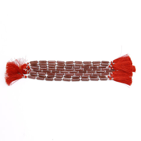 Strawberry Quartz Pink Double Pencil Faceted Natural Beads 8 Inches Strands