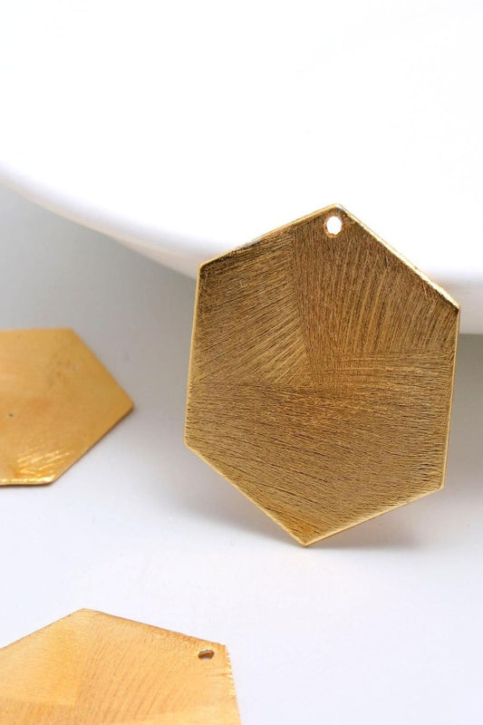 Gold Coated Brass Solid 30MM Hexagon Blank