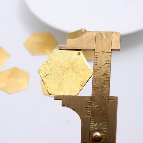 Gold Coated Brass Solid 30MM Hexagon Blank