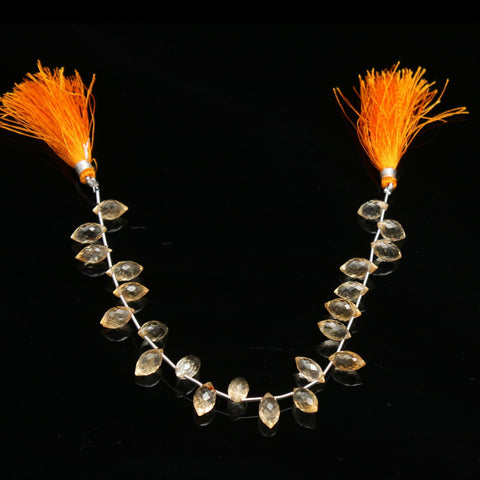 Citrine Orange/Yellow Dew Drop Faceted Natural Beads