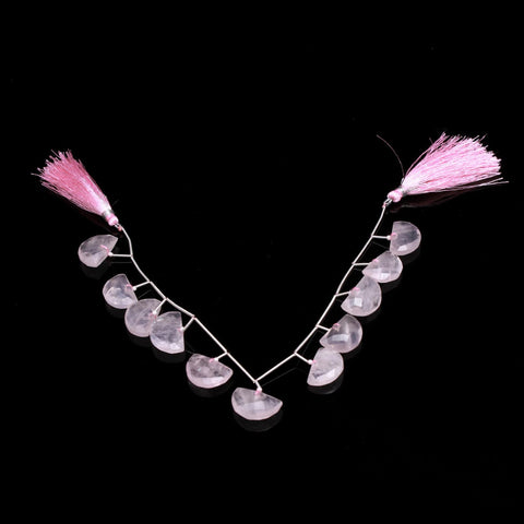 Rose Quartz Pink D Shape Faceted Natural Beads
