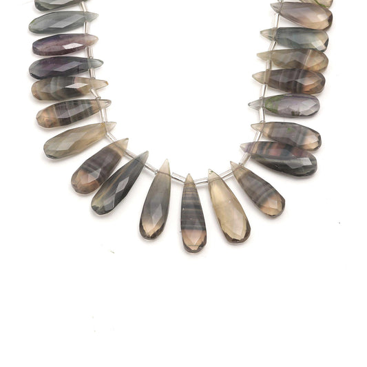 Labradorite Grey Long Pear Faceted Natural Beads 8 Inches Strands