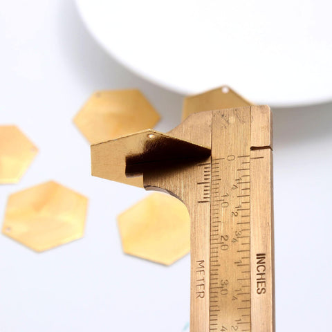 Gold Coated Brass Solid 30MM Hexagon Blank
