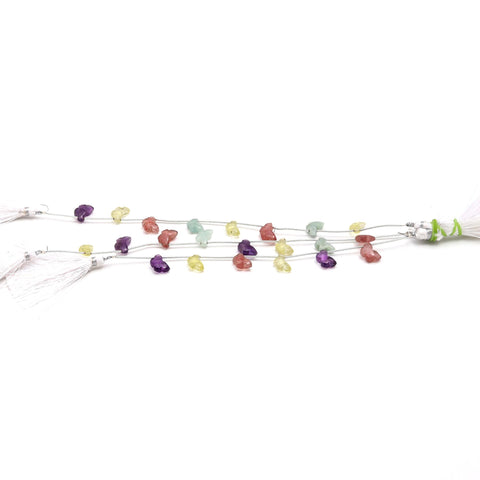 Multi Stones Multicolor Butterfly Carving Natural Beads 6 Pieces