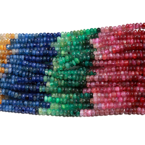 Multi Sapphire Shaded Multicolor Rondell Smooth Natural Beads 16 inches Strands