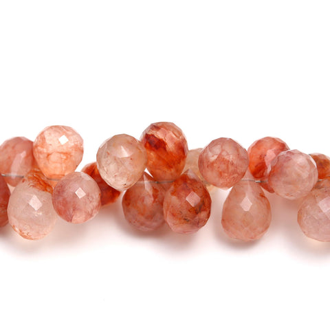Carnelian Orange Drop Faceted Natural Beads 8 inches Strands