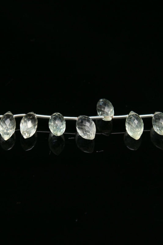 Green Amethyst Dew Drop Top Drill Faceted Natural Beads